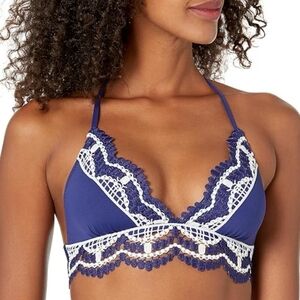 Becca Delilah Starry Night Crochet Bikini Halter Top L